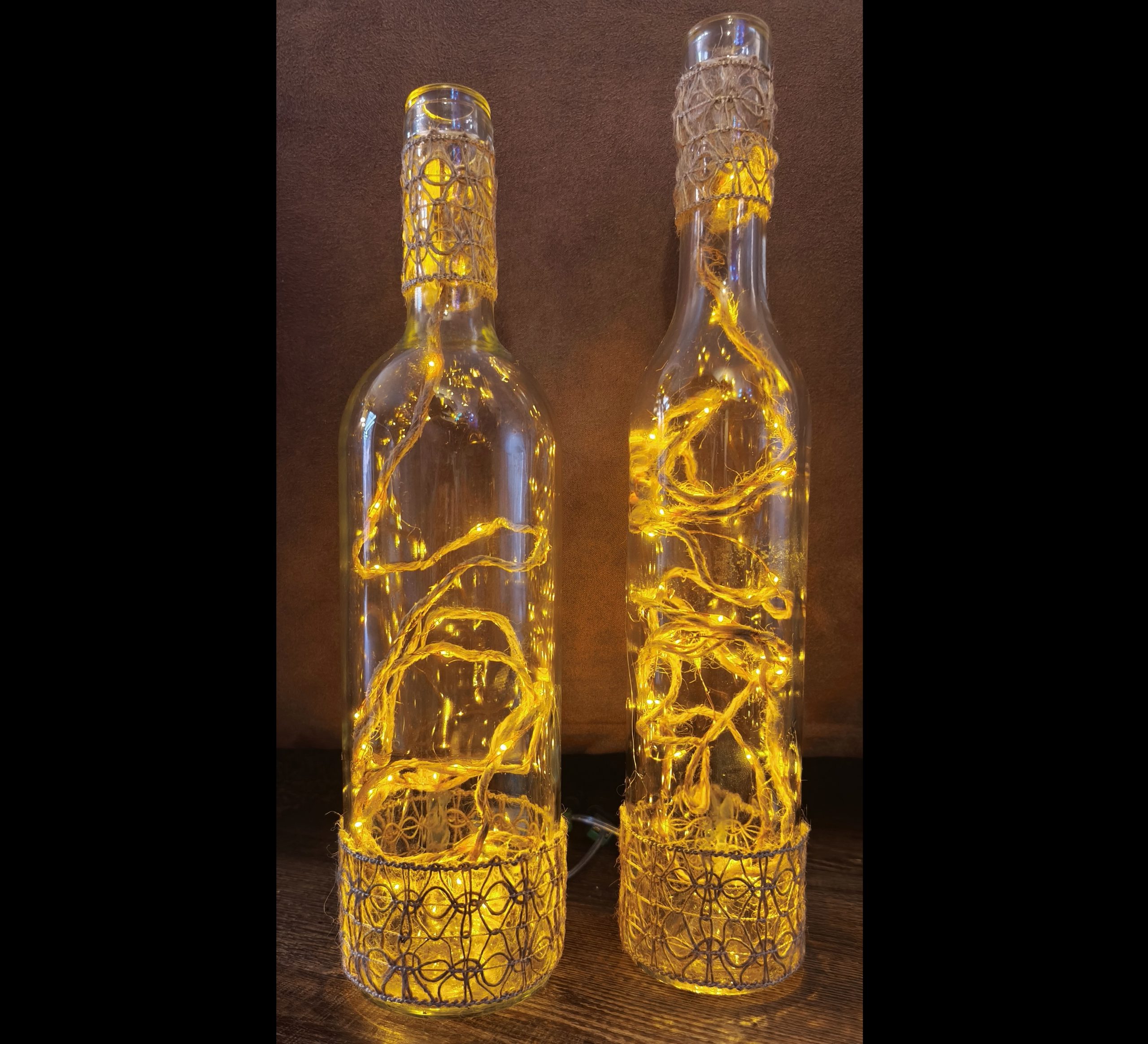 ✨ LED-Flaschenlampe im Boho-Stil – 26-28 cm – warmweiß