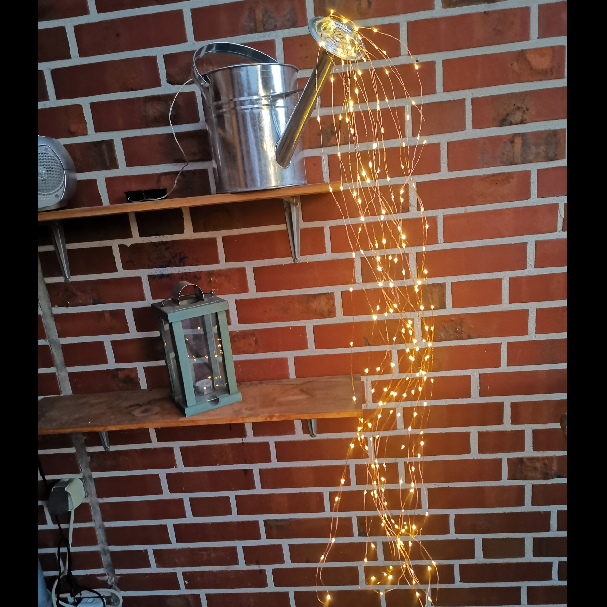 Solar-Gießkanne „Lichterregen“ – Zink, 5 L, mit LED-Lichterkette