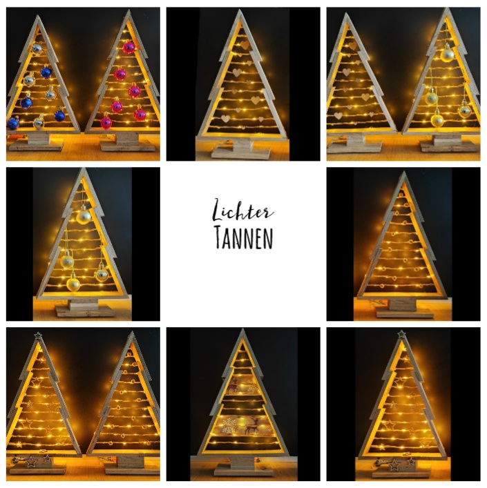 LED-Deko-Baum aus Eichenholz – ca. 30 cm, verschiedene Varianten