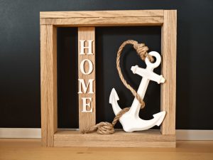 Deko-Objekt "HOME" 17,6 x 17,6 im Eichenholz-Rahmen